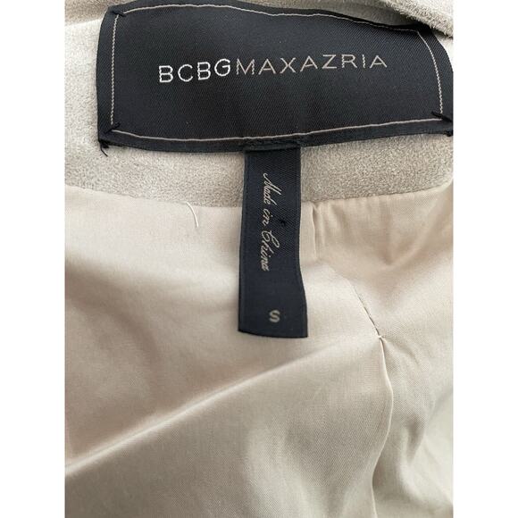 BCBGMaxAzria Jacket Kidd Faux Leather Moto Ruffled Single Breast Tan - Picture 11 of 12